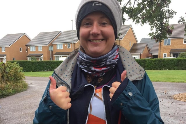 "Walked the London marathon in torrential winds and rain! My face sums up 2020 - bit tired!"