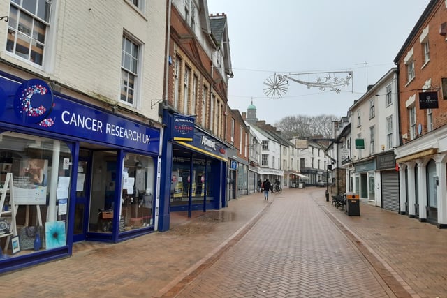 Parsons Street in the town centre during 'Lockdown 3.0'