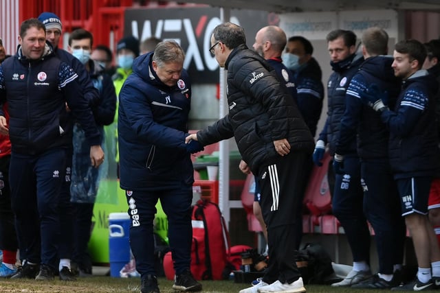 John Yems shakes Marcelo Bielsa's hand after the game