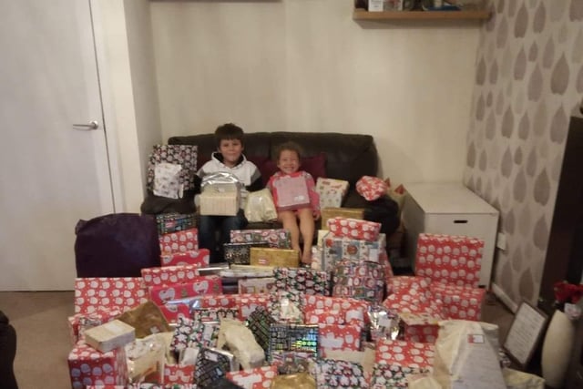Vicky Freeman wrote: "My children collected nearly 400 Christmas presents for children that would otherwise not get anything or that are in emergency accommodation. They also collect food parcels and boxes of cheer for the homeless and their dogs. Here they are with just some of them."