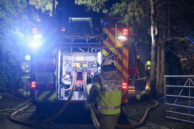 Firefighters worked through the night to extinguish a blaze at an industrial site in Bosham. Photo: Eddie Mitchell