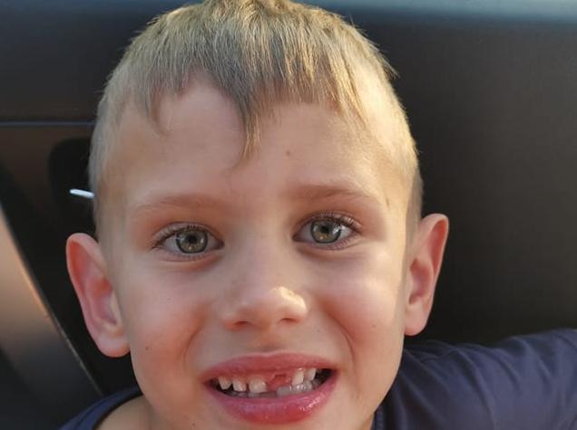 Anna Piskor's son got hold of the scissors and decided to give his fringe a jagged restyle...