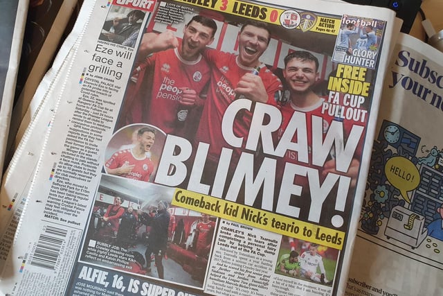 Back page showed the celebrations after the game