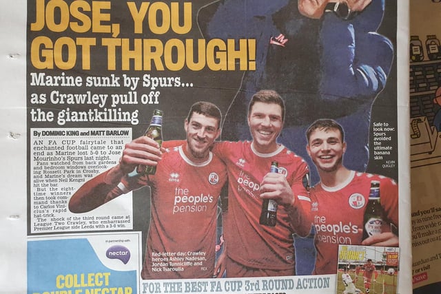 The Mail used a picture of the three goalscorers celebrating after the game