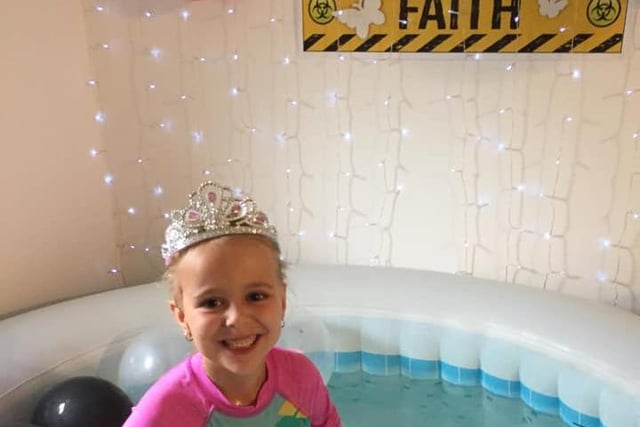 Faith Cooke became a deep-sea diving princess for her birthday this month, as her mum daringly put up a paddling pool indoors.