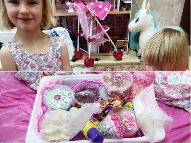 Sarah Grieve ordered a 'messy pack' from Mess Around Northamptonshire for her daughter's fifth birthday, which kept her two girls "very busy."