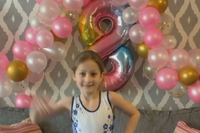 Gail Brearly's daughter celebrated her eigth birthday with a pink balloon arch. The gymnastics-lover also went out for a run to raise awareness for RED January and did two gymnastics Zoom calls with her pals.