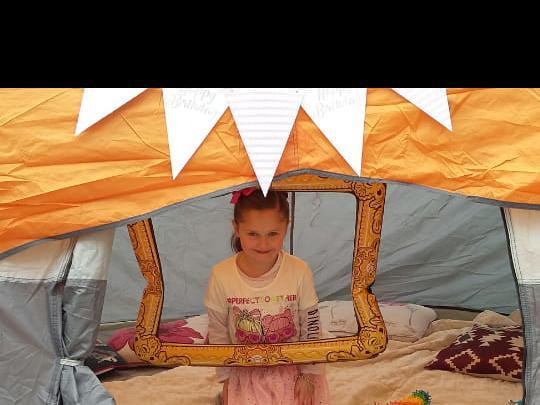 Tents appear to be a common theme as Sally Matthews daughter also took to the garden, when the weather was a bit kinder, to enjoy her birthday outside.