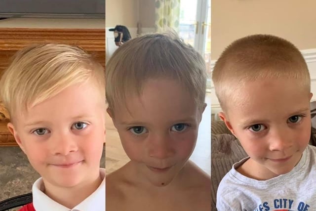 Tanya Charter's little boy gave himself a restyle during lockdown after his mum had trained his hair to grow into a perfect fringe for five years. "We had to shave it all off," she said. "It took me five years to get his hair like the first picture because he has a double crown and a wonky hairline. I cried!"
