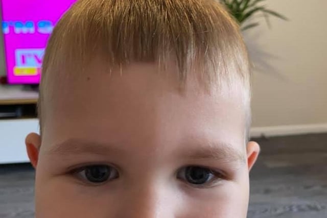 Inese Skalbe's seven-year-old daughter gave her brother a new look in the summer, which he looks very pleased with, much to his mum's annoyance...