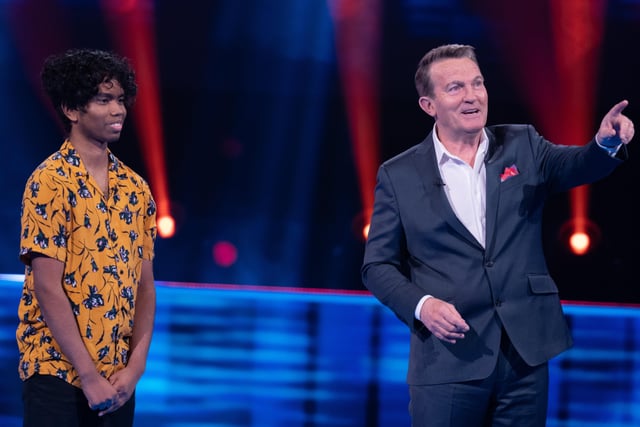 Rahim Dina with host Bradley Walsh on ITV's Beat the Chasers.