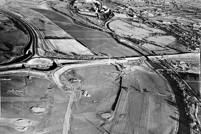 This great aerial shot from the 70s shows Nene Parkway  under construction near Orton Staunch with work ongoing on the bridge over the Nene, which would transform the city’s traffic flow. You can also see  Thorpe  Wood golf course starting to take shape althought work had not yet started on the rowing lake.