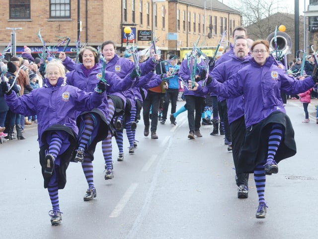 The Customs and Excise Morris dancers at the Straw Bear Festival in 2017.