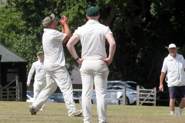 Catch! A Newick batsman falls / Pic by Ron Hill