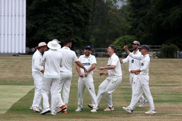 Buxted celebrate a wicket / Pic by Ron Hill