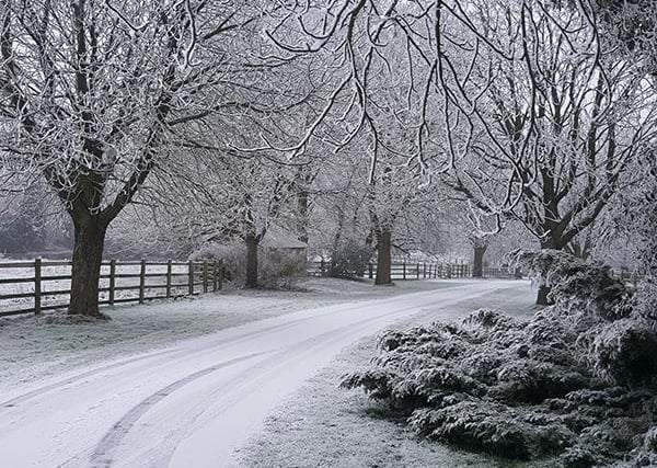 Harbury in the snow, by Nicky Thomas.