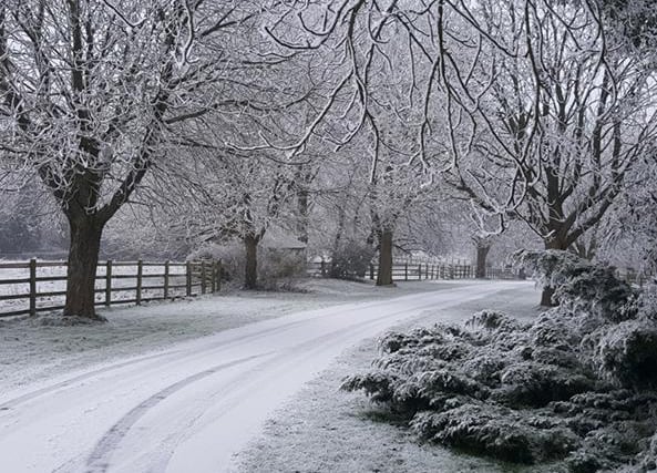 Harbury in the snow, by Nicky Thomas.