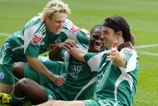From left, CRAIG MACKAIL-SMITH, AARON MCLEAN & GEORGE BOYD. Joined: All in January, 2007 although Mclean had been on loan at the club since previous October. Posh apps/goals combined: 761/265. The  'Holy Tinity' and three of the GREATEST players in Posh history who won eight promotions with the club between them. Mackail-Smith cost £125k from Dagenham & Redbridge, Boyd £265k from Stevenage and Mclean £150k from Grays. 
Mclean moved to Hull for £1 million in December 2010, Mackail-Smith joined Brighton for £2.5 million in July, 2011 and Boyd went for a sizeable loan fee to Hull City in February, 2013. All three returned to Posh for less successful spells. Boyd is now at Salford, Mackail-Smith is at Bedford Town and Mclean is a TV pundit.