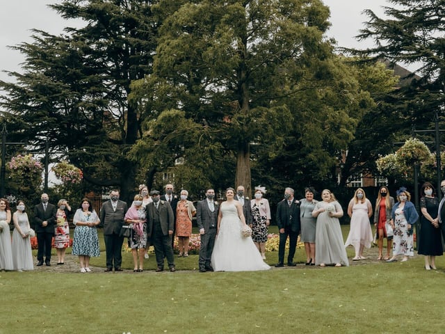 Mr and Mrs Jenkins tied the knot on September 3 2020. "Socially distanced group pic!"