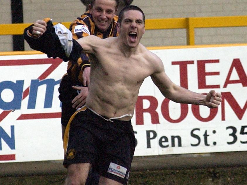 Clare celebrates his third.