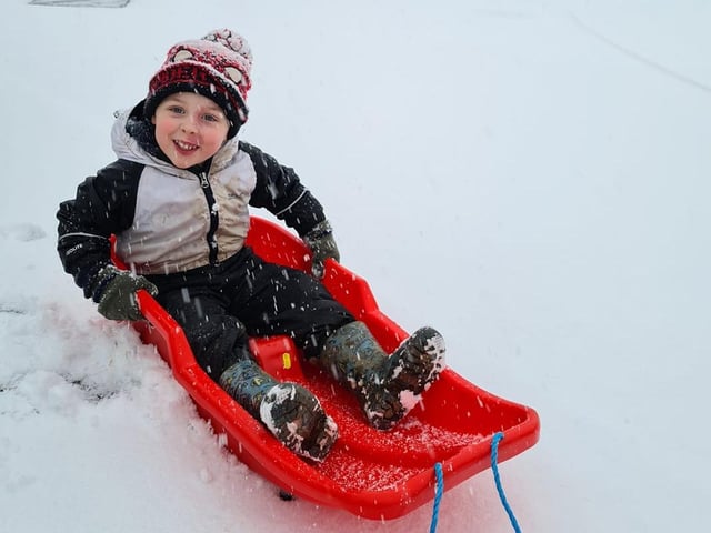 Stacey White said: "Arthur enjoying the snow."