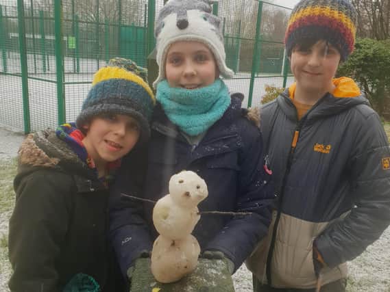 The Robbins family in Horsham with their first snowman of the year