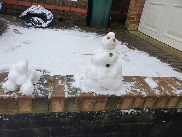 A snowcat and snowman in Broadfield, Crawley