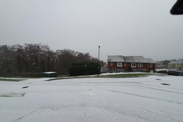 A snow-covered street in Crawley