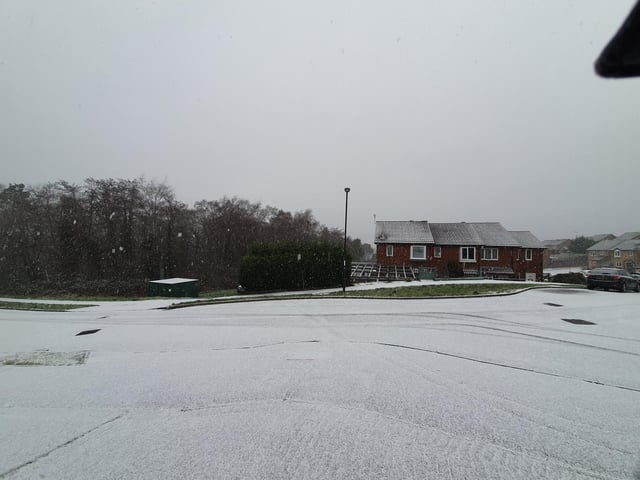 A snow-covered street in Crawley