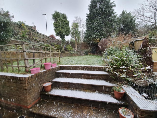 A snowy garden in Broadfield