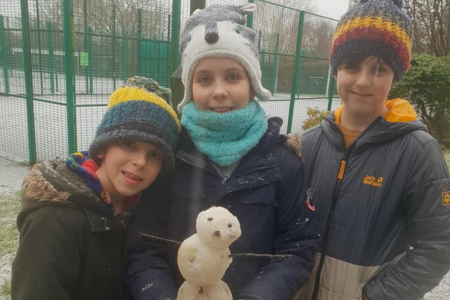 The Robbins family in Horsham with their first snowman of the year