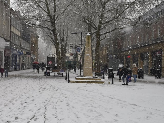 Snow falling in the city centre by PT photographer David Lowndes.