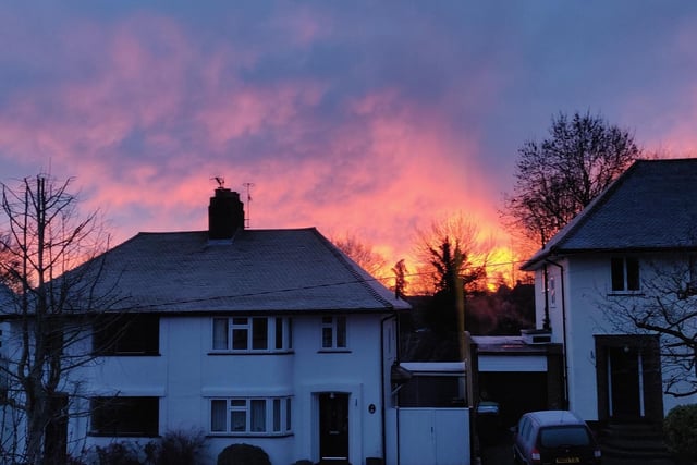 Chris Lumb took this picture in Berkhamsted on Sunday morning – just under two hours before the snow fell