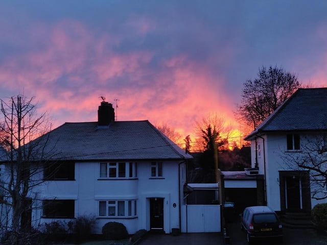 Chris Lumb took this picture in Berkhamsted on Sunday morning – just under two hours before the snow fell
