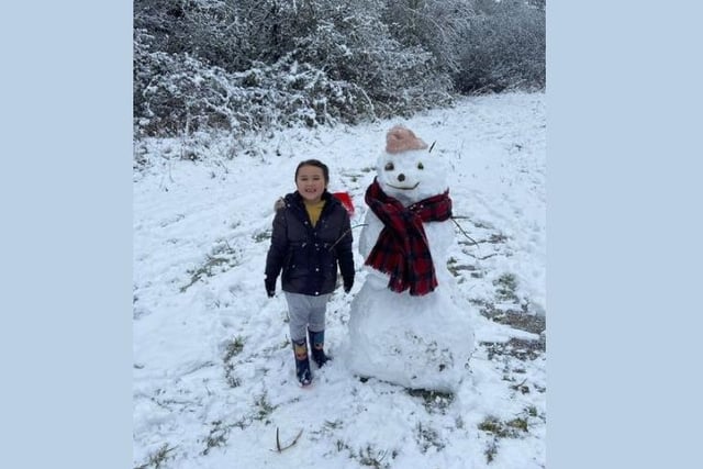 Lisa Marie Romeril sent in a photo of the snowman her family had built in Hemel Hempstead