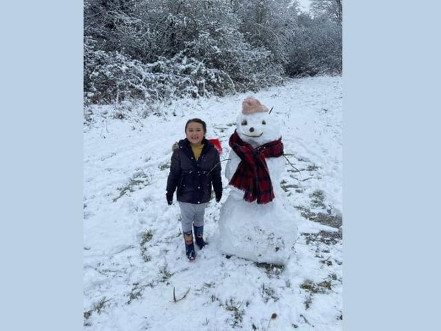 Lisa Marie Romeril sent in a photo of the snowman her family had built in Hemel Hempstead