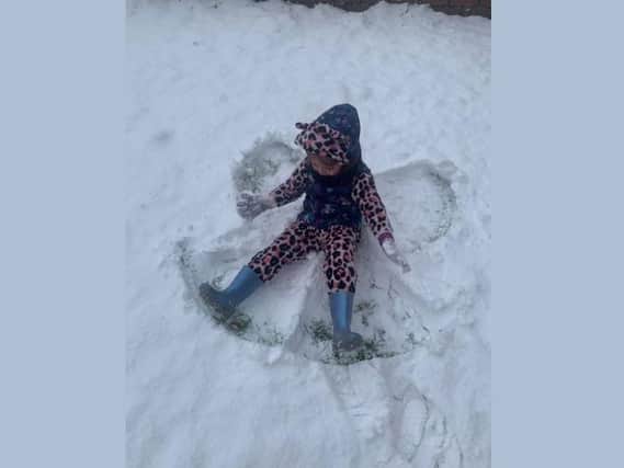 Poppi having fun in the snow in Warners End