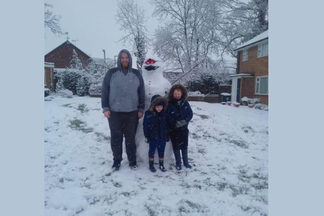 Rebecca Barber and her family built a snowman on Gadebridge Road