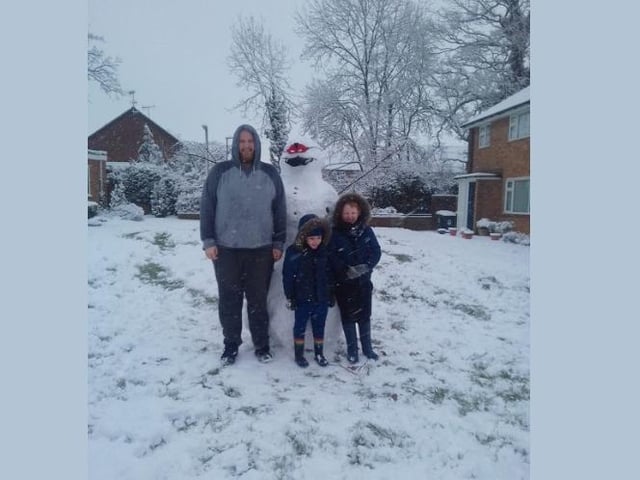Rebecca Barber and her family built a snowman on Gadebridge Road