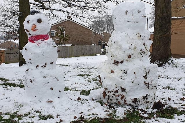 Vasile Bandas and his son made these snowmen in Highfield
