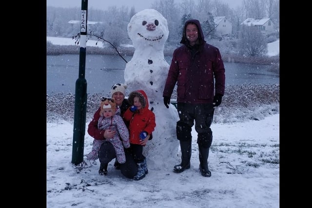 The Jardine family in Hampton Vale enjoy the snow.