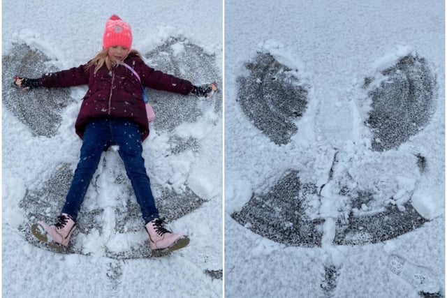 Charlene Braines' daughter Daisy made a snow angel