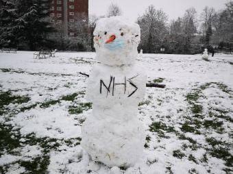 NHS snowman taken by Cosmin Marian in the Pump Room Gardens, Leamington.