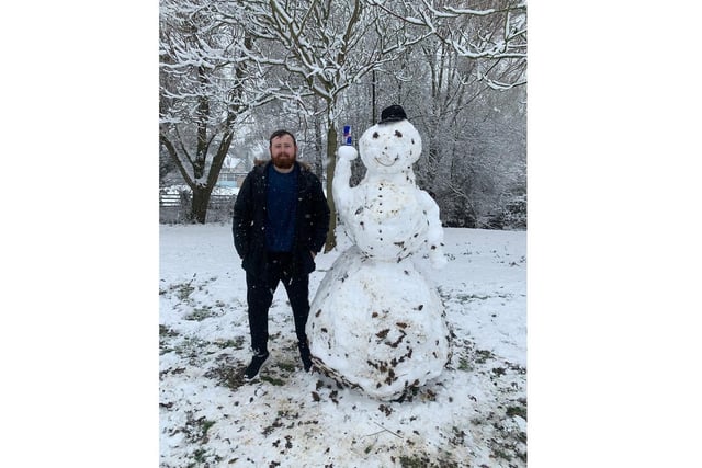 6’5” snowman made at Welland Park by Sophie Miles and Cam Butler.