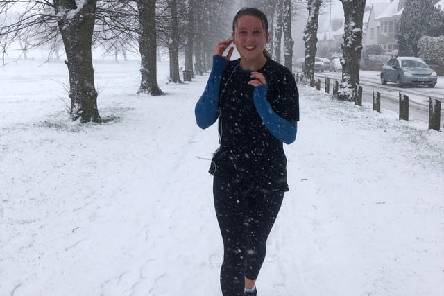 Emily Bradnam on a snowy run in Northampton