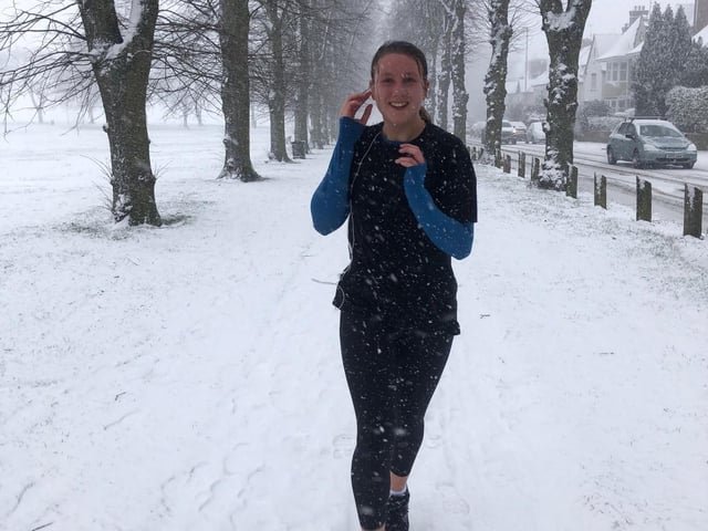 Emily Bradnam on a snowy run in Northampton