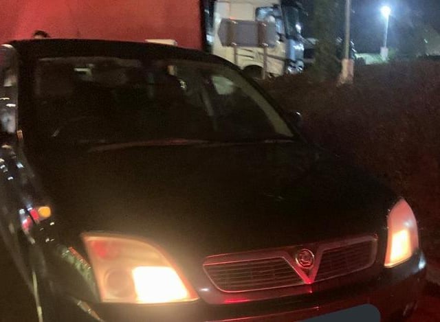 A car stopped on the A1M, Sawtry. It was being driven by a provisional licence holder without supervision or L plates