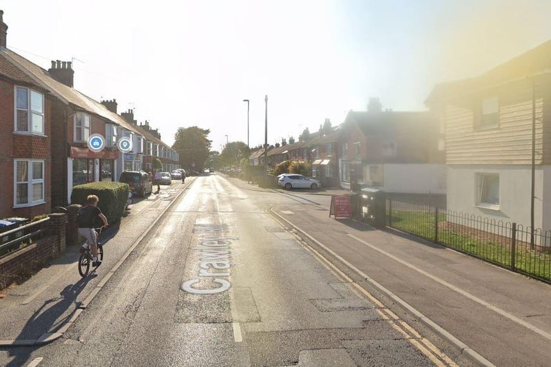 Horsham East & Roffey has seen rates of positive Covid cases fall by 38 per cent, from January 28 to February 4. Photo: Google Streetview