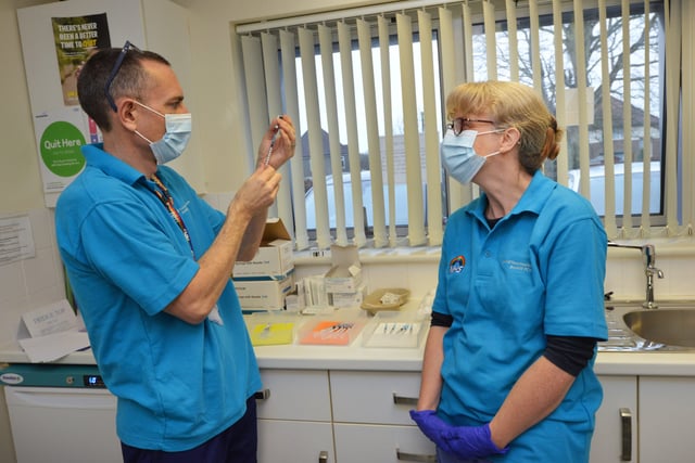 Covid-19 vaccination feature at Sidley Medical Practice. Pic Justin Lycett. SUS-210130-115849001