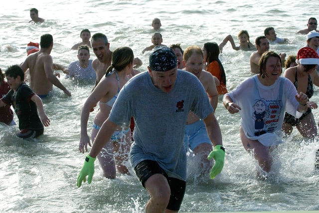 Celebrating the 25th Boxing Day dip in Worthing in 2007